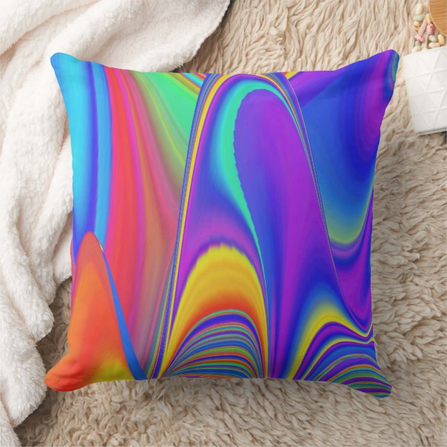 Summerkänsla, Abstrakt 3D Rainbowart Kudde (Filt)