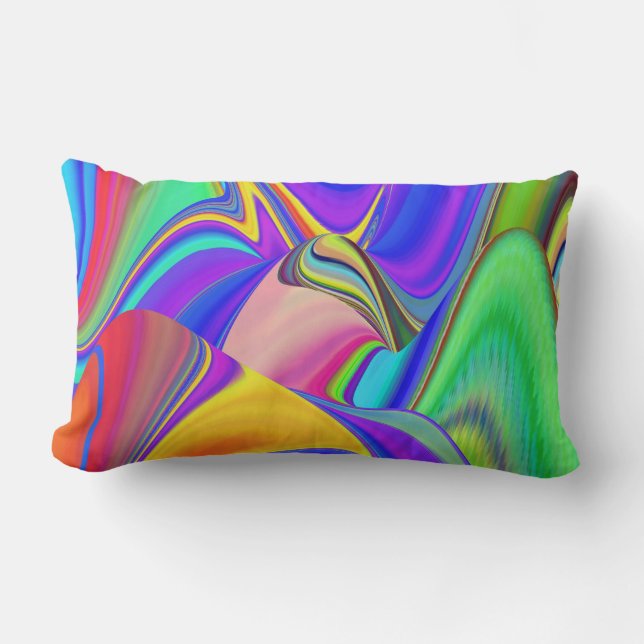 Summerkänsla, Abstrakt 3D Rainbowart Lumbarkudde (Framsida)