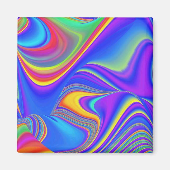 Summerkänsla, Abstrakt 3D Rainbowart Magnet (Framsidan)