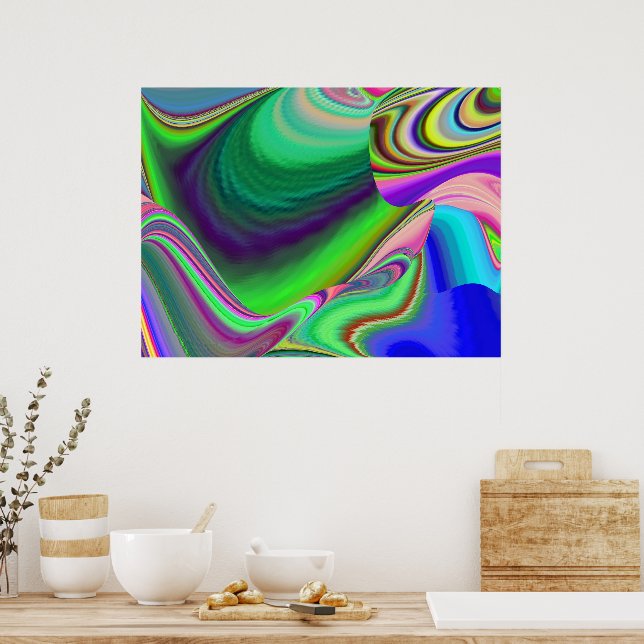 Summerkänsla, Abstrakt 3D Rainbowart Poster (Kök)