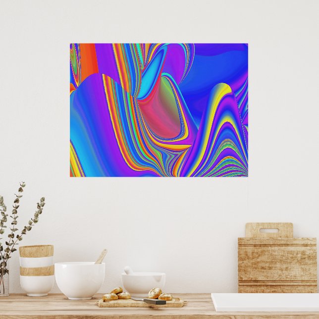 Summerkänsla, Abstrakt 3D Rainbowart Poster (Kök)