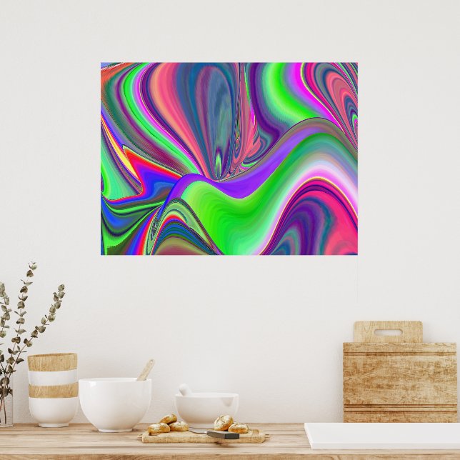 Summerkänsla, Abstrakt 3D Rainbowart Poster (Kök)