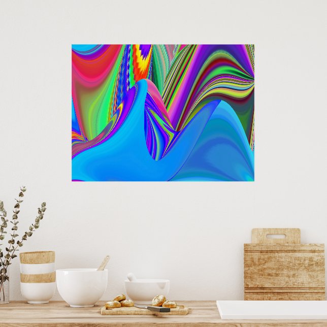 Summerkänsla, Abstrakt 3D Rainbowart Poster (Kök)