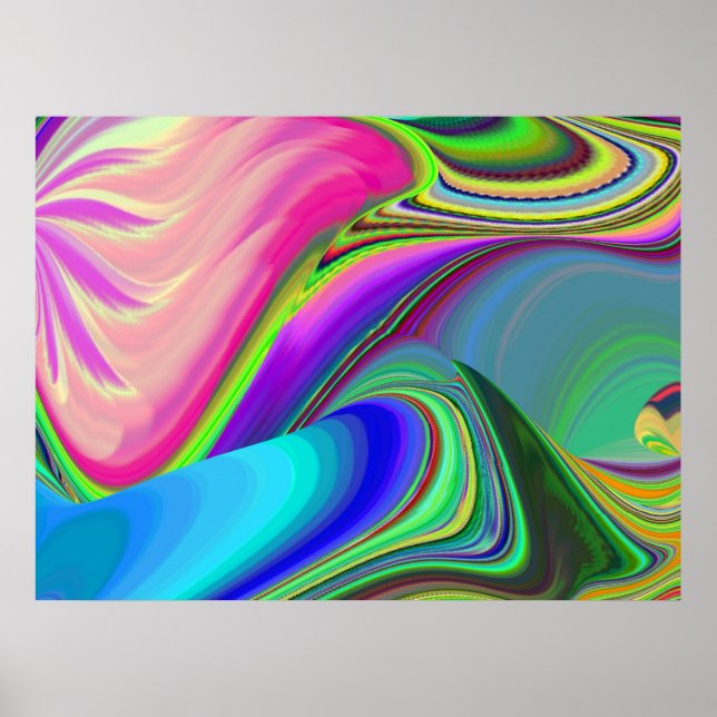 Summerkänsla, Abstrakt 3D Rainbowart Poster (Framsidan)