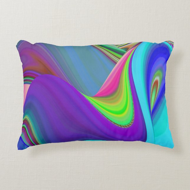 Summerkänsla, Abstrakt 3D Rainbowart Prydnadskudde (Framsidan)