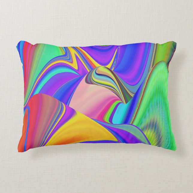 Summerkänsla, Abstrakt 3D Rainbowart Prydnadskudde (Framsidan)
