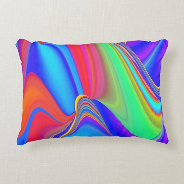 Summerkänsla, Abstrakt 3D Rainbowart Prydnadskudde (Framsidan)
