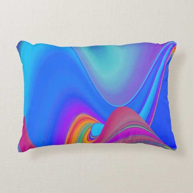 Summerkänsla, Abstrakt 3D Rainbowart Prydnadskudde (Framsidan)