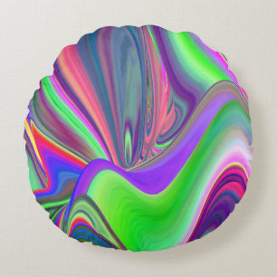 Summerkänsla, Abstrakt 3D Rainbowart Rund Kudde