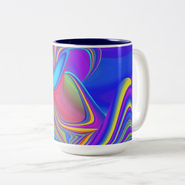 Summerkänsla, Abstrakt 3D Rainbowart Två-Tonad Mugg (Framsida höger)