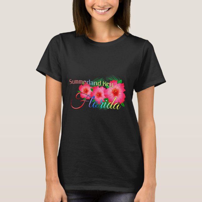 Summerland Nyckel Florida Tropical Flowers Family  T Shirt (Framsida)