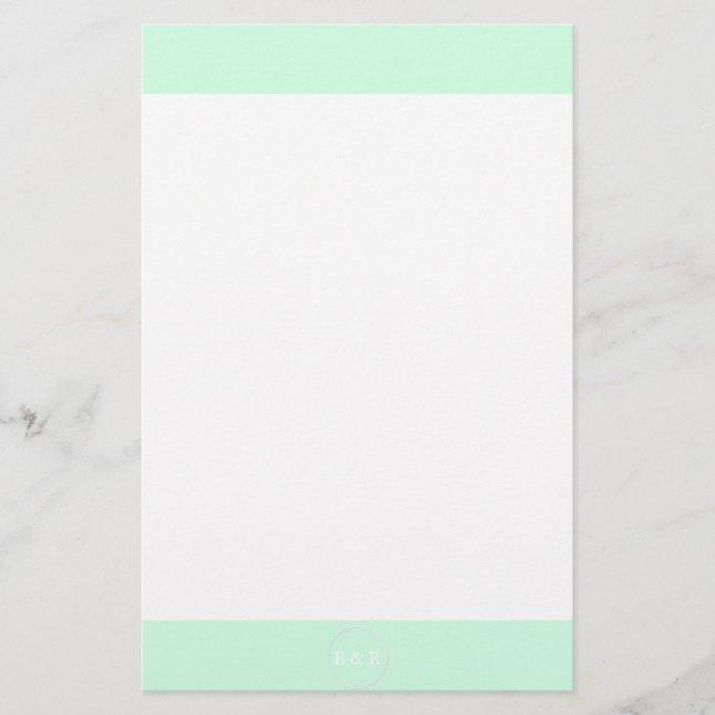 Summermint Pastel Grönt Mint Bröllop Brevpapper (Framsida)