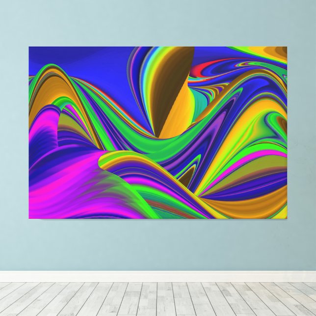Summerrainbow, Abstrakt 3D Rainbowart Canvastryck (Insitu (trägolv))