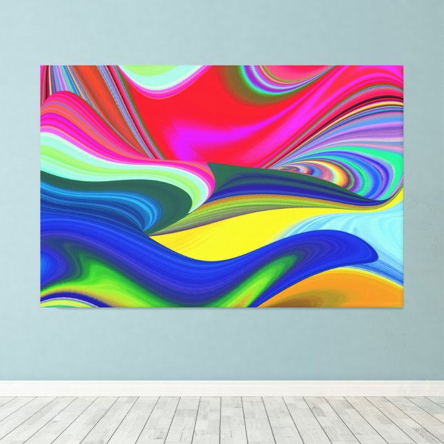 Summerrainbow, Abstrakt 3D Rainbowart Canvastryck (Insitu (trägolv))