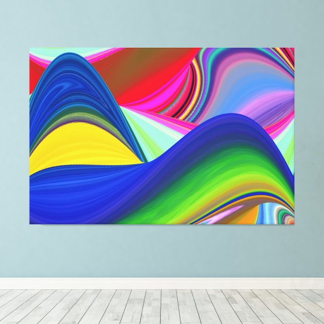 Summerrainbow, Abstrakt 3D Rainbowart Canvastryck (Insitu (trägolv))