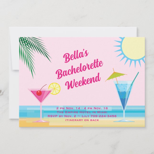 Summertime Beach Helg Bachelorette-inbjudan Inbjudningar (Framsida)