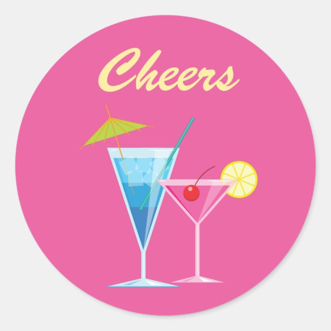 Summertime Bröllop Cheers Sticker Runt Klistermärke (Framsida)