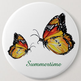 Summertime butterfly teckning Round Badge Knapp