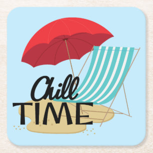Summertime Chill Time vid Beach Underlägg Papper Kvadrat