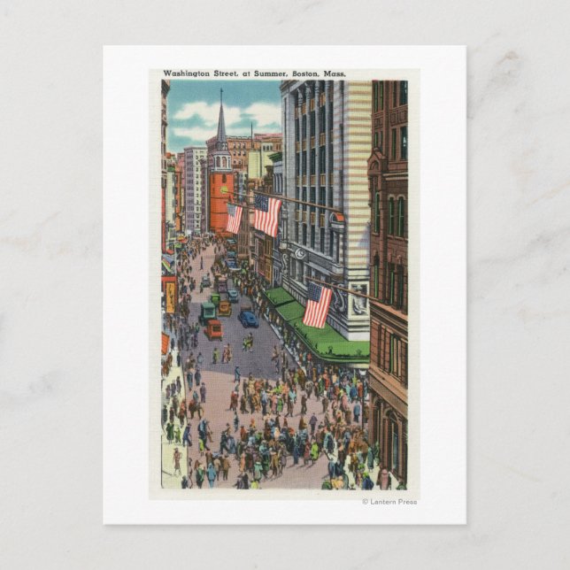 Summertime Crowds på Washington Street Vykort (Framsida)