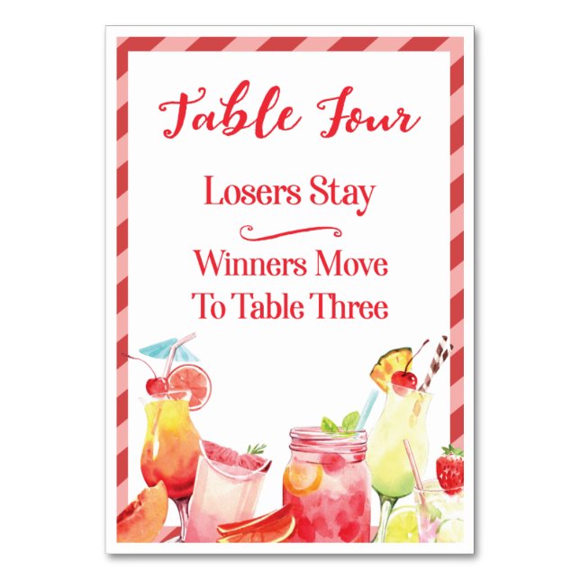 Summertime Drinks Bord Card Four Bunco Bordsnummer (Framsidan)