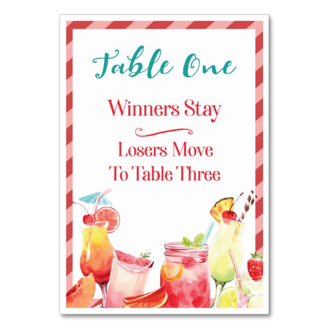 Summertime Drinks Bord Card One Bunco Bordsnummer (Framsidan)
