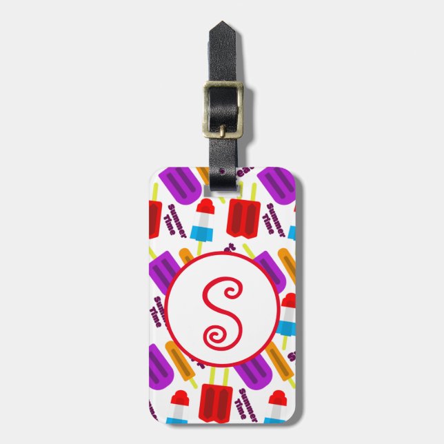 Summertime Frozen Juice Pub Monogram Bagagebricka (Vertikal Framsida)