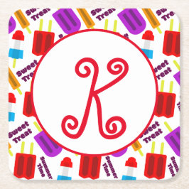 Summertime Frozen Juice Pub Monogram Underlägg Papper Kvadrat