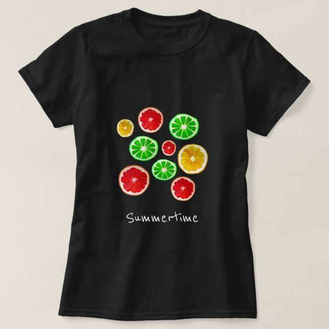 Summertime-frukts färglös fruktiga mönster t shirt (Design framsida)