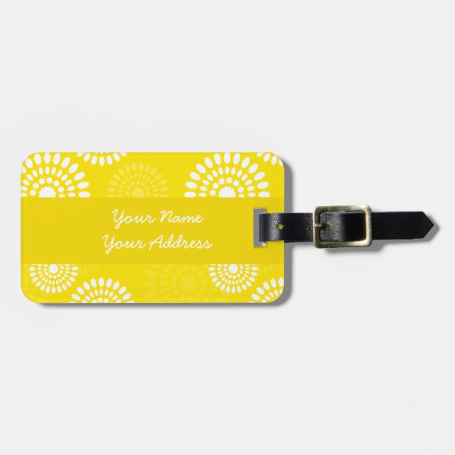 Summertime gula blommor Luggage Tag Bagagebricka (Horisontell Framsida)