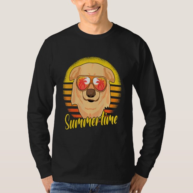 Summertime Labrador Retro Sunset Beach Vacation La T Shirt (Framsida)