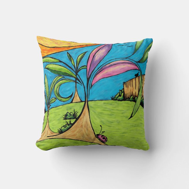 Summertime Ladybird Painting Throw Pillow Kudde (Framsida)