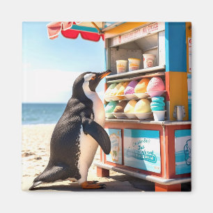 Summertime Penguin at Ice Cream stativ Magnet