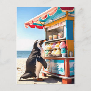 Summertime Penguin at Ice Cream stativ Vykort