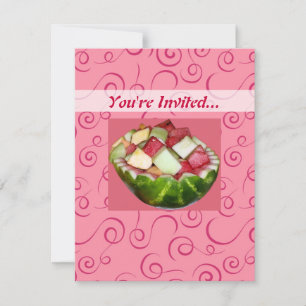 Summertime Picnic Watermelon Frukt Rosa Swirls Inbjudningar