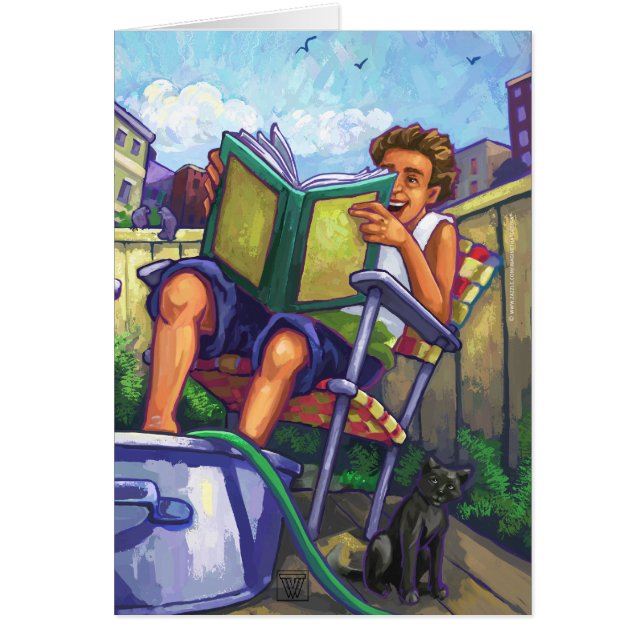 Summertime Reading, Boy Hälsningskort (Framsidan)