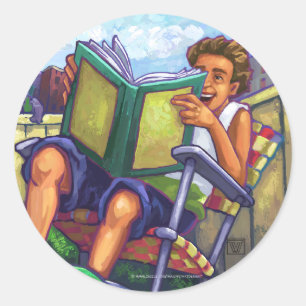 Summertime Reading, Boy Runt Klistermärke