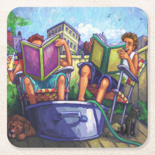 Summertime Reading Underlägg Papper Kvadrat