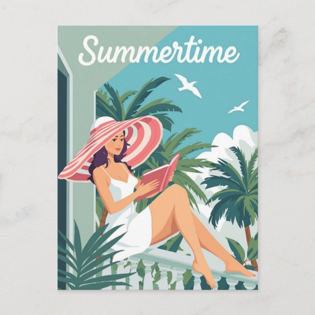 Summertime Relaxation-Vintage Vykort (Framsida)