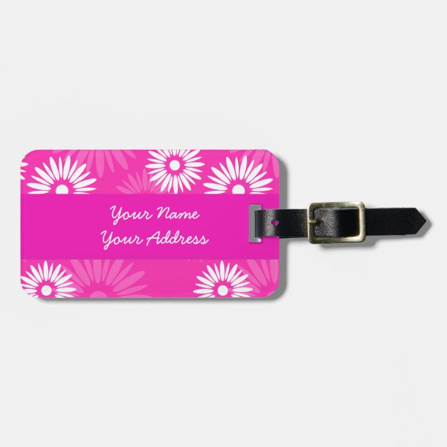 Summertime rosa blommor Luggage Tag Bagagebricka (Horisontell Framsida)