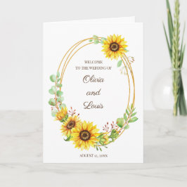 Summertime sunblommor boho bröllopsprogram program