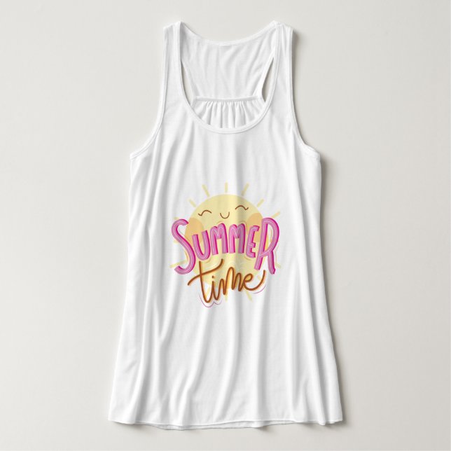 Summertime-Tanktop Linne Med Racerback (Design framsida)