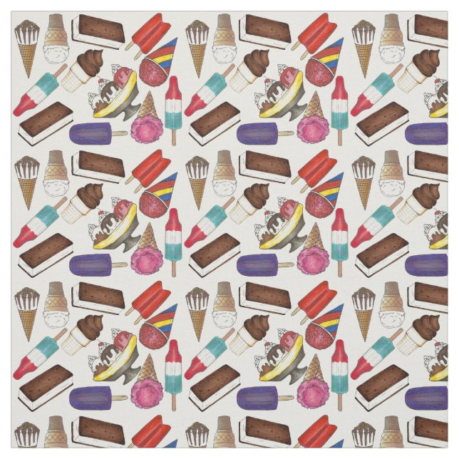 Summertime Treats Ice Cream and Popsicle Fabric Tyg (Provkarta)
