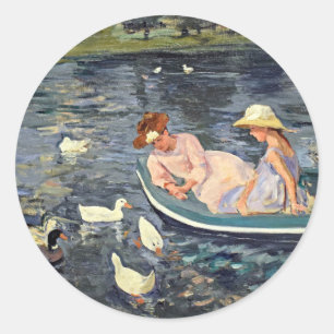 Summertime Två   Mary Cassatt Runt Klistermärke