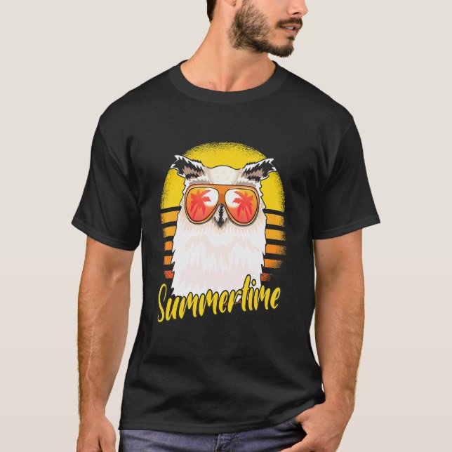 Summertime Uggla Retro Sunset Beach Vacation Ugglo T Shirt (Framsida)