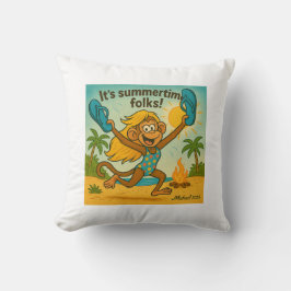 Summertime Vibes: Monkey med Flipflops Kudde