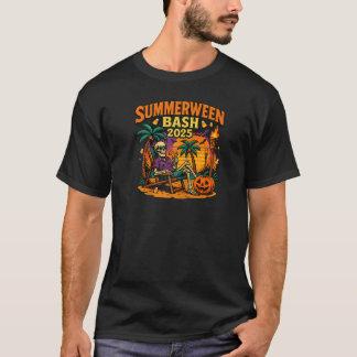 SummerWeen Bash 2025 Skeleton Beach Party Hallowee T Shirt
