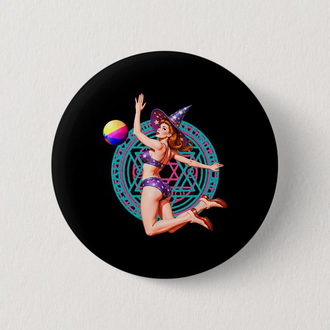 Summerween Beach Ll Pin-up Y Witch Halloween Magic Knapp (Framsida)