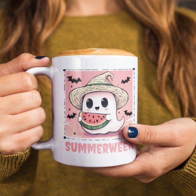 Summerween Cute Ghose Watermelon Summer Kaffemugg (Skapare uppladdad)
