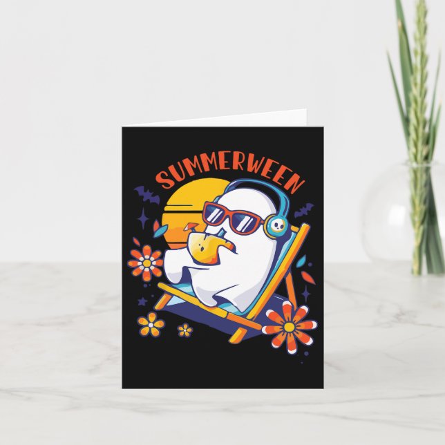Summerween Cute Spooky Summer Ghost Halloween Kärl Kort (Framsida)